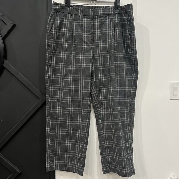 Old Navy Taylor Wide Leg Gray Plaid Trousers Women’s Size 2X Plus Preppy - Picture 1 of 8